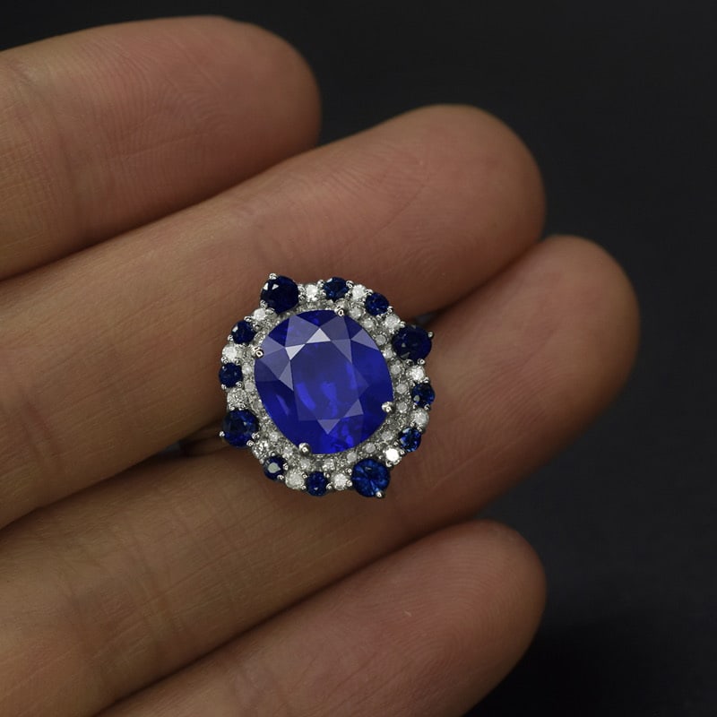 14k Gold 3.47 Ctw Natural Sapphire & Diamond Ring - 2
