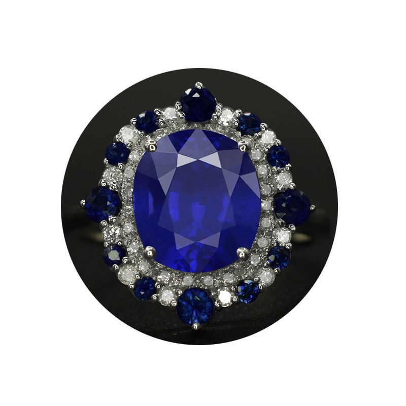 14k Gold 3.47 Ctw Natural Sapphire & Diamond Ring - 4