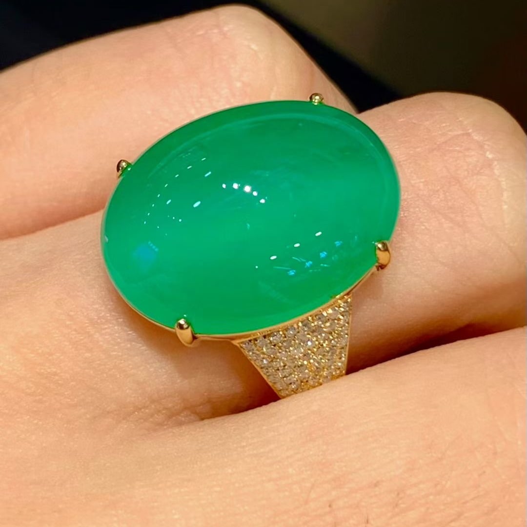 14k Gold 14.5 Ct Natural Emerald & Diamond Ring - 5