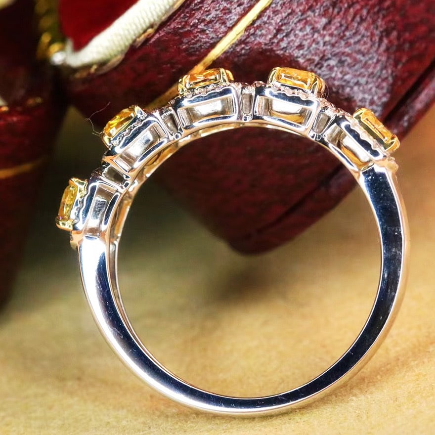 14k Gold 1.20 Ctw Natural Yellow Diamond & Diamond Ring - 2