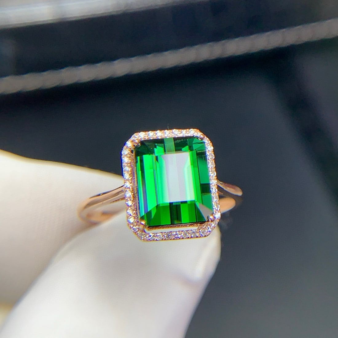 14k Gold 3.5 Ct Natural Tourmaline & Diamond Ring - 5
