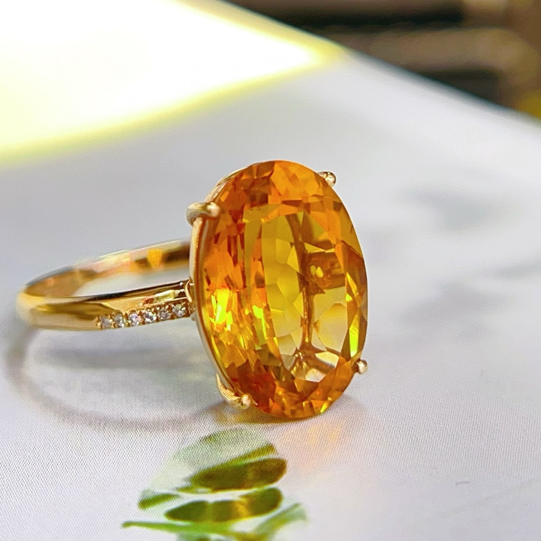 14k Gold 5.23 Ctw Natural Citrine & Diamond Ring - 3