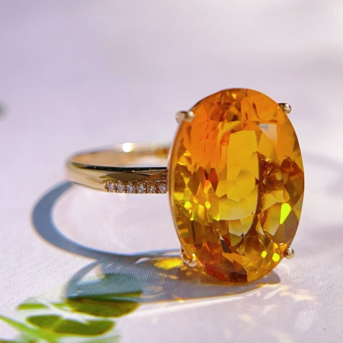 14k Gold 5.23 Ctw Natural Citrine & Diamond Ring - 5