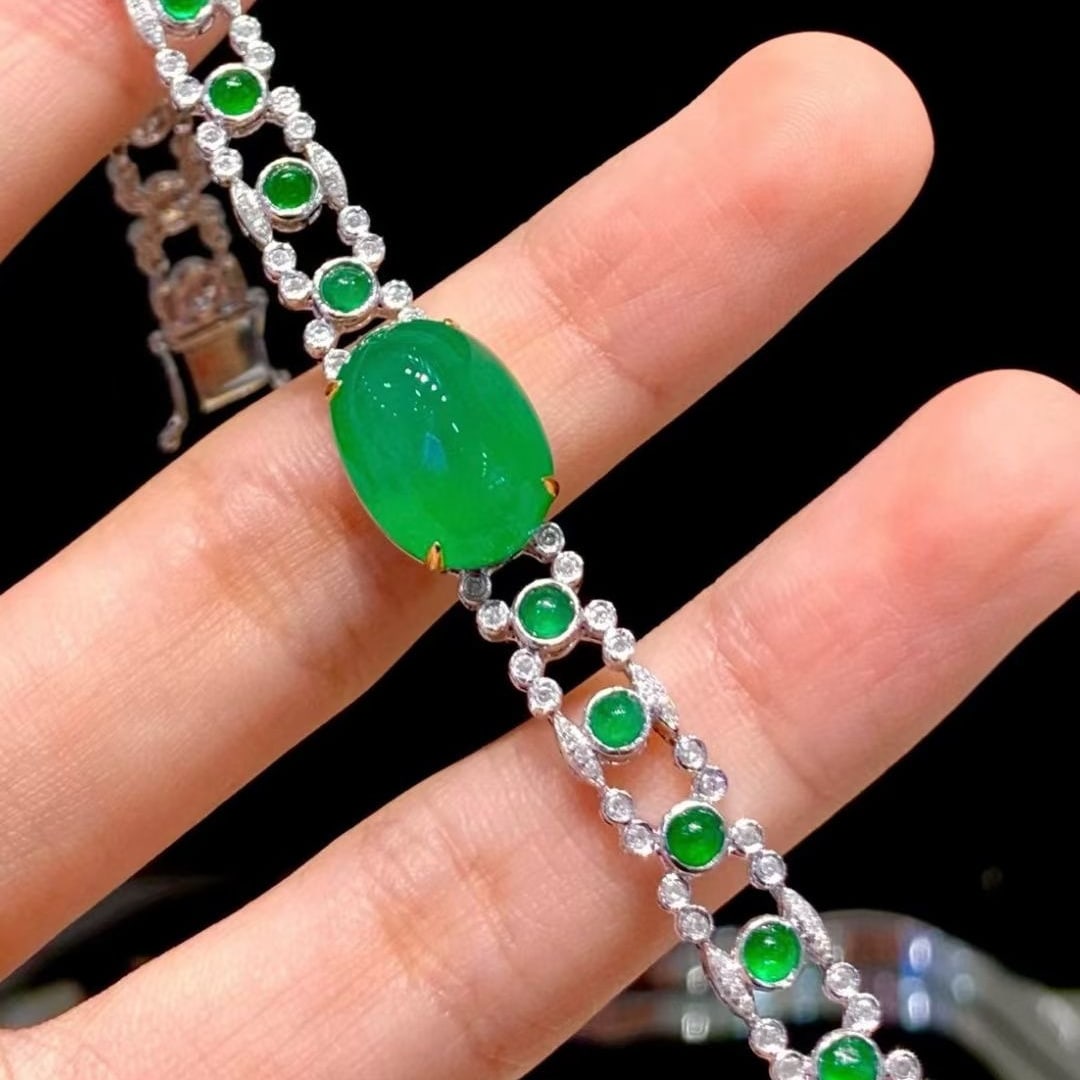 14k Gold 9.1 Ct Natural Emerald & Diamond Bracelet (1 of 7)