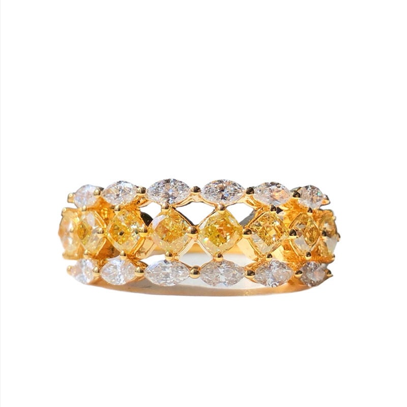 14k Gold 1.60 Ctw Natural Yellow Diamond & Diamond Ring - 2