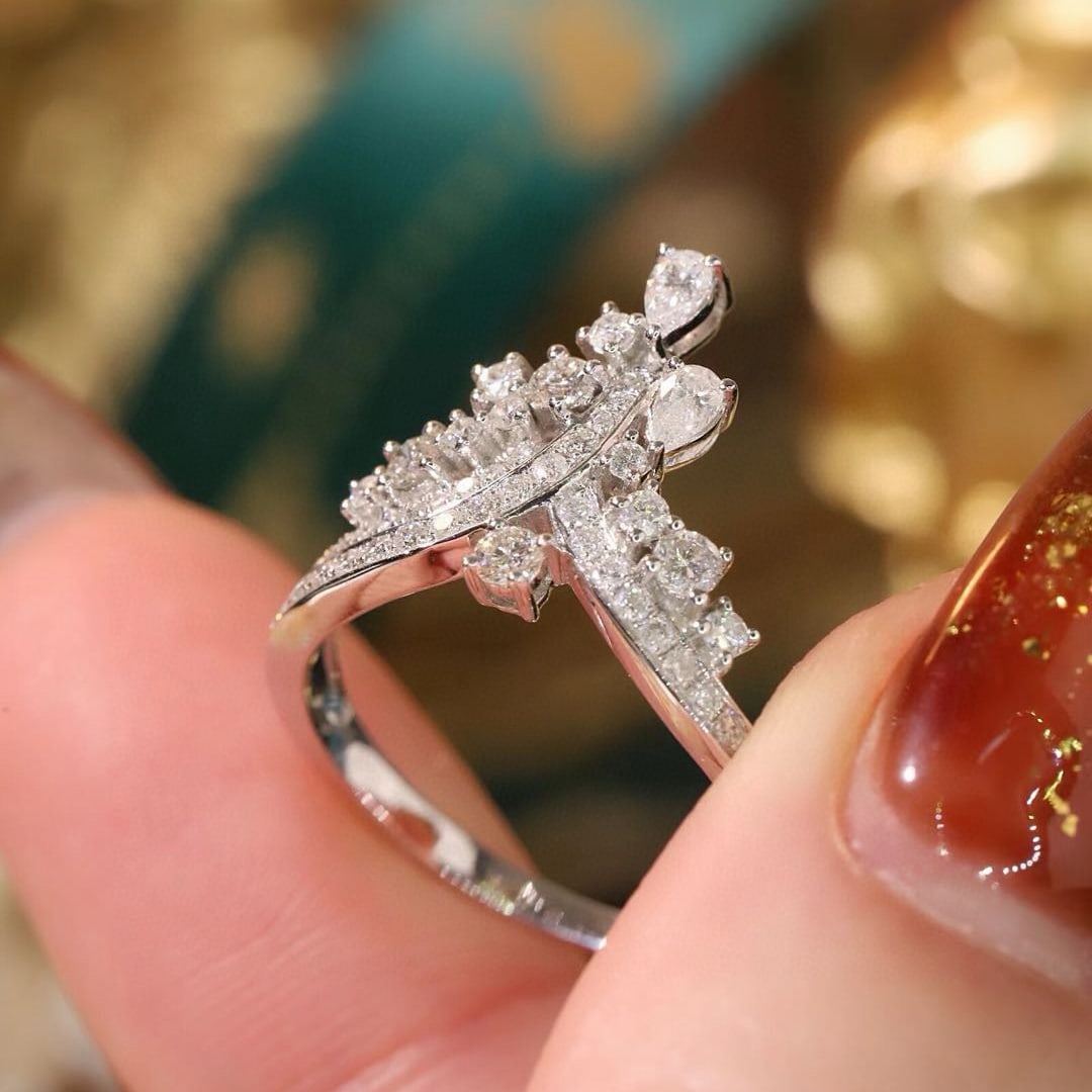 14k Gold 0.75 Ct Natural H Diamond Ring - 6