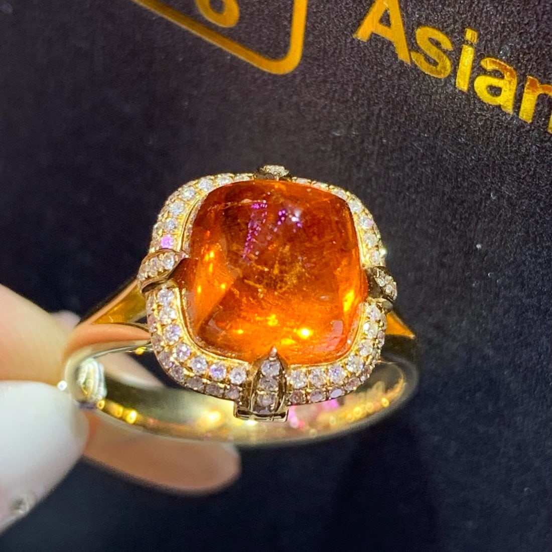 14k Gold 7.18 Ctw Natural Spessartine & Diamond & Cocktail Ring/pendant( Without Chain ) - 3