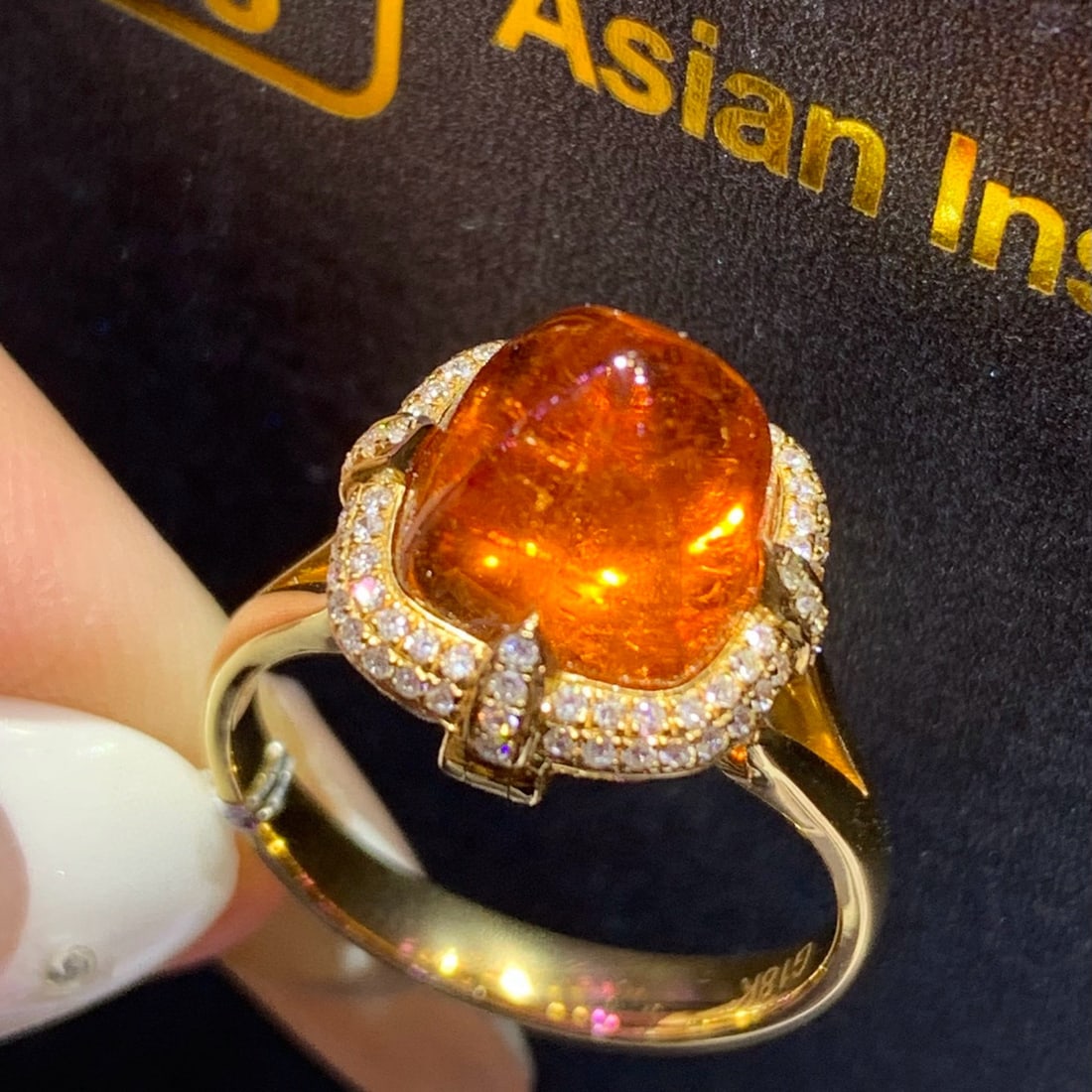 14k Gold 7.18 Ctw Natural Spessartine & Diamond & Cocktail Ring/pendant( Without Chain ) - 4