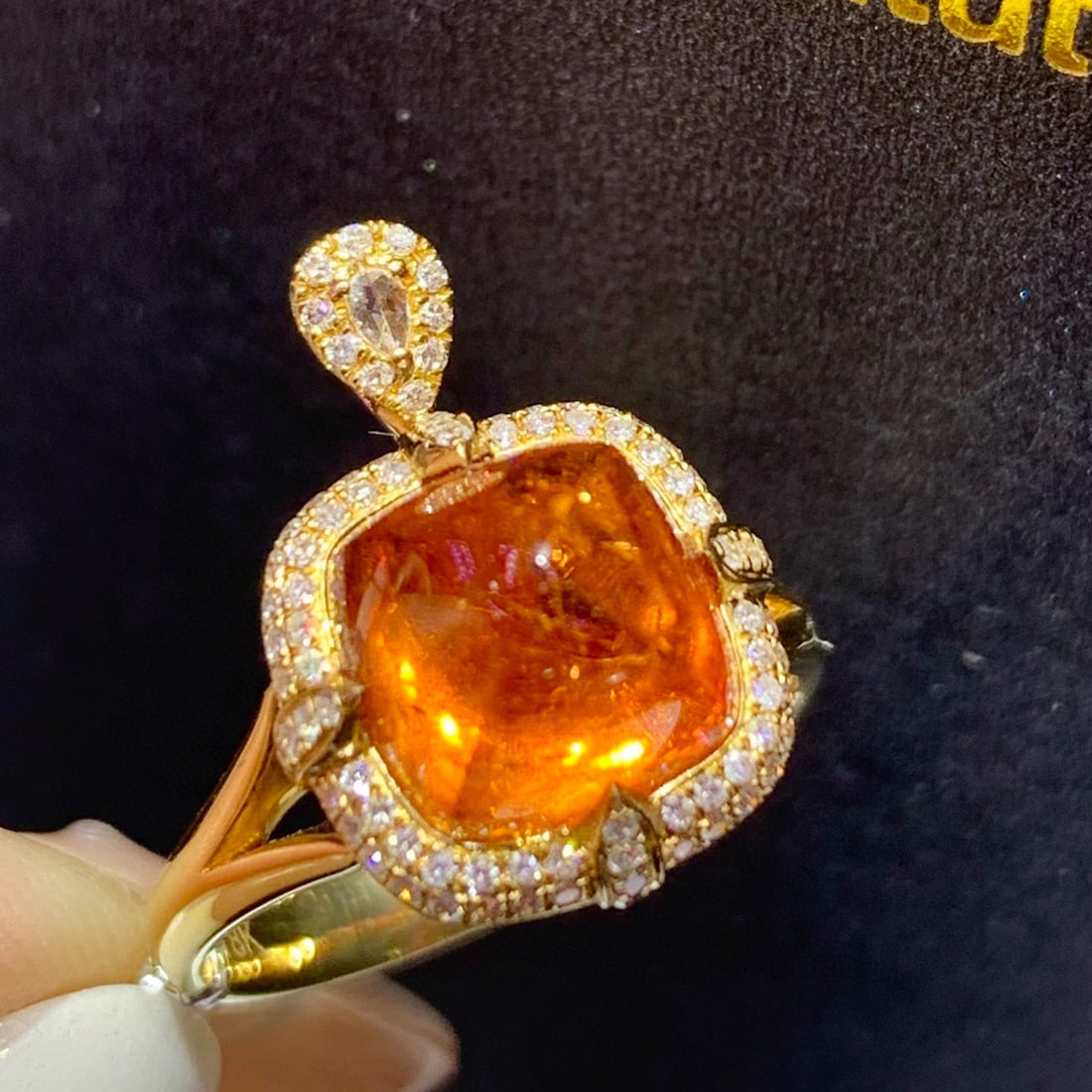 14k Gold 7.18 Ctw Natural Spessartine & Diamond & Cocktail Ring/pendant( Without Chain ) - 5