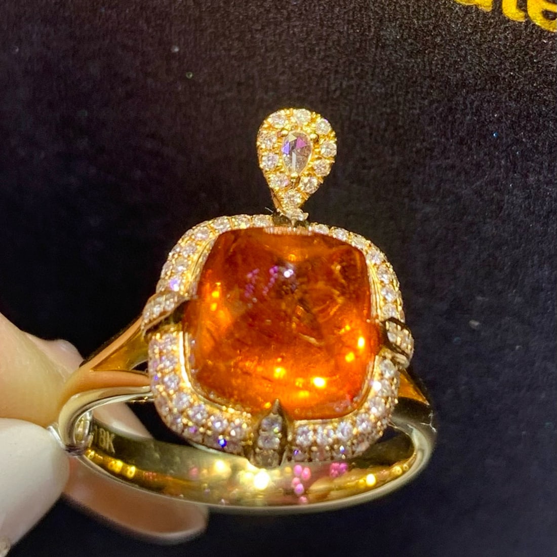14k Gold 7.18 Ctw Natural Spessartine & Diamond & Cocktail Ring/pendant( Without Chain ) - 6