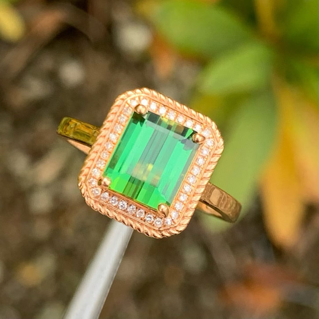 14k Gold 2.31 Ct Natural Tourmaline & Diamond Ring - 2