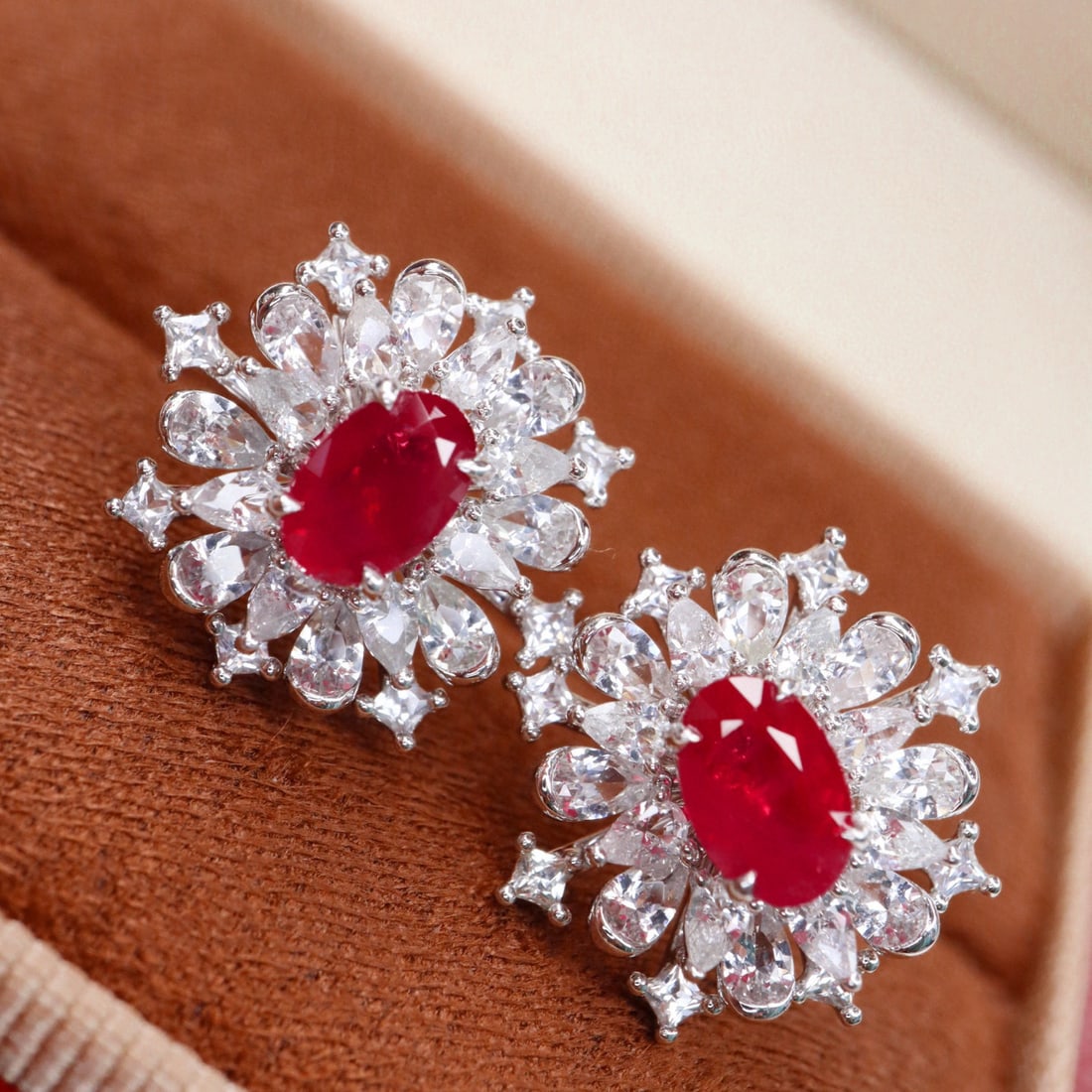 14k Gold 1.29 Ct Natural Ruby & Sapphire Earrings - 2