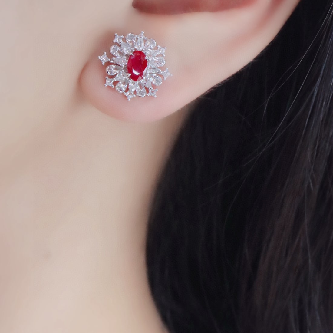 14k Gold 1.29 Ct Natural Ruby & Sapphire Earrings - 5
