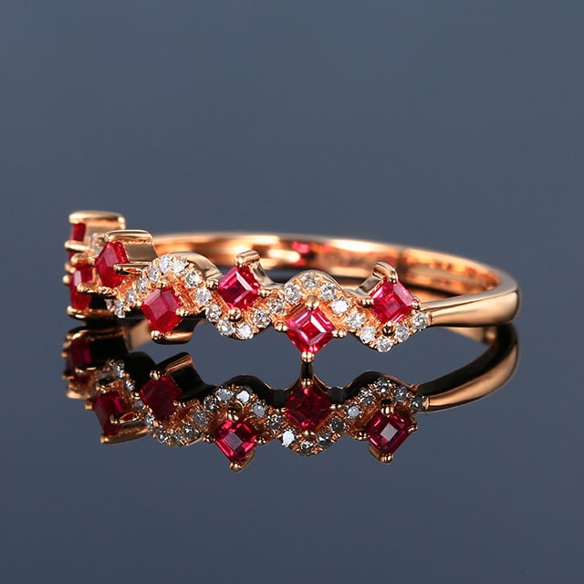 14k Gold 0.47 Ctw Natural Ruby & Diamond Ring - 2