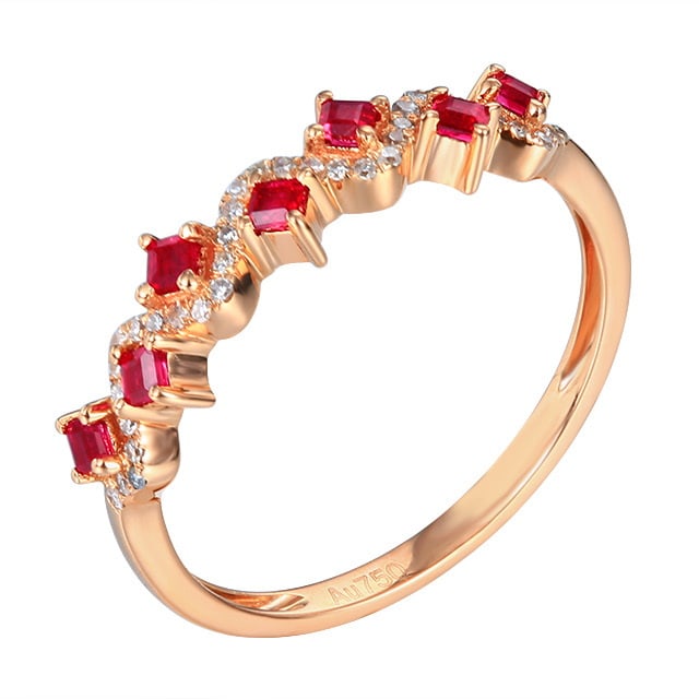 14k Gold 0.47 Ctw Natural Ruby & Diamond Ring - 5