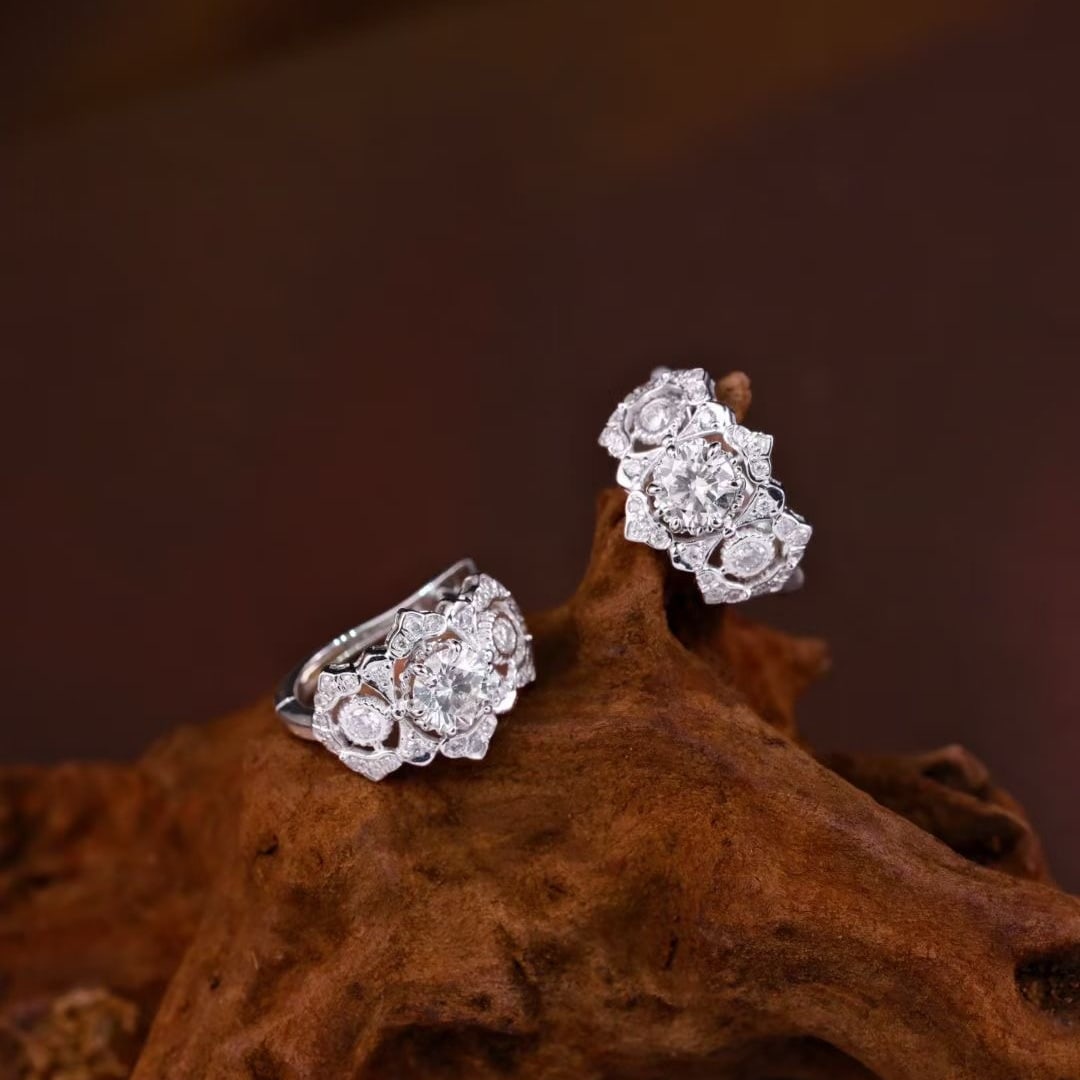 14k Gold 1.00 Ctw Natural H Diamond Earrings - 5