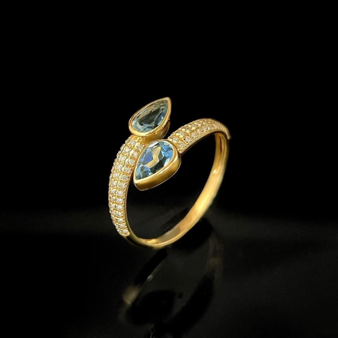 14k Gold 1.04 Ctw Natural Aquamarine & Diamond Ring - 2