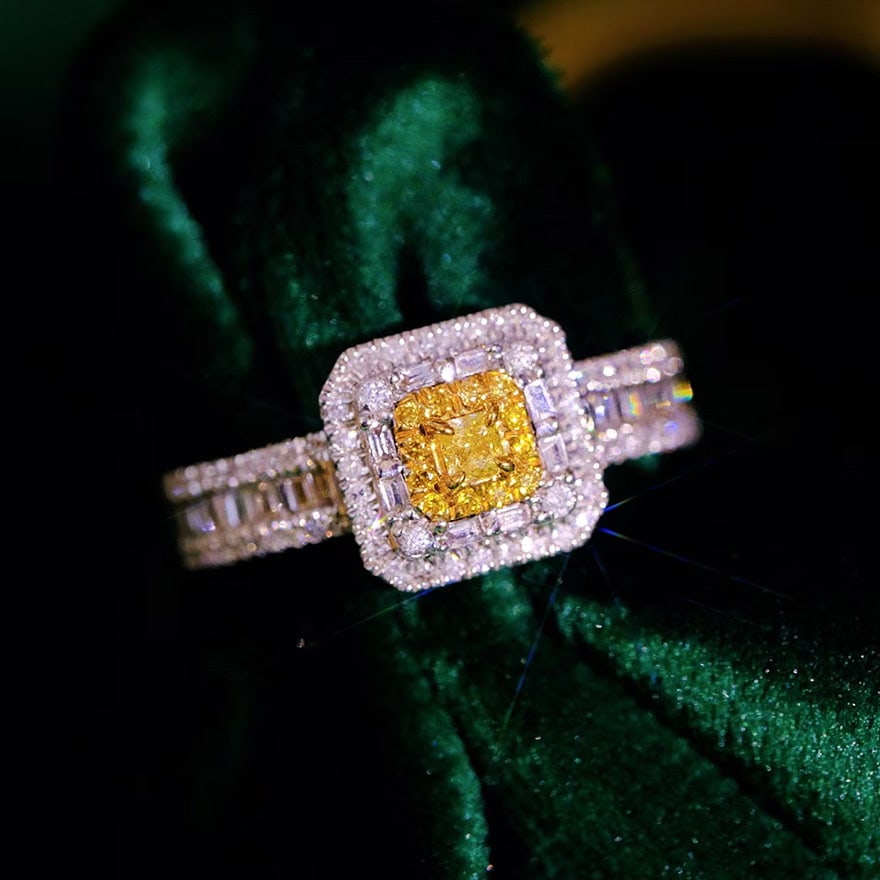 14k Gold 0.6 Ct Natural Color Diamond Ring: Ref:231091117 // gold content:14k gold // ring size:7. 25us // // main gemstone:diamond // shape:multiple // carat weight:0. 6ct // clarity grade:vs-si // color:color // treatment:natural //