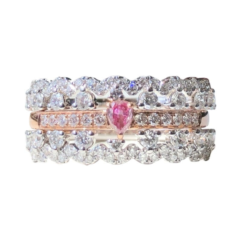 14k Gold 0.83 Ctw Natural Pink Diamond & Diamond Ring - 3
