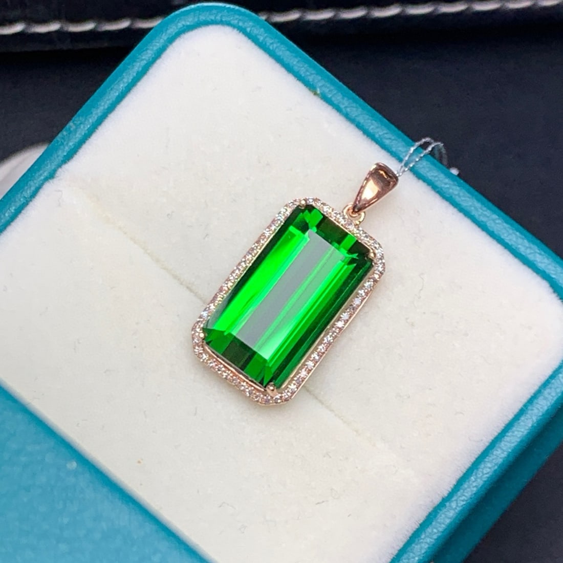 14k Gold 8.6 Ct Natural Tourmaline & Diamond Pendant( Without Chain ) - 5
