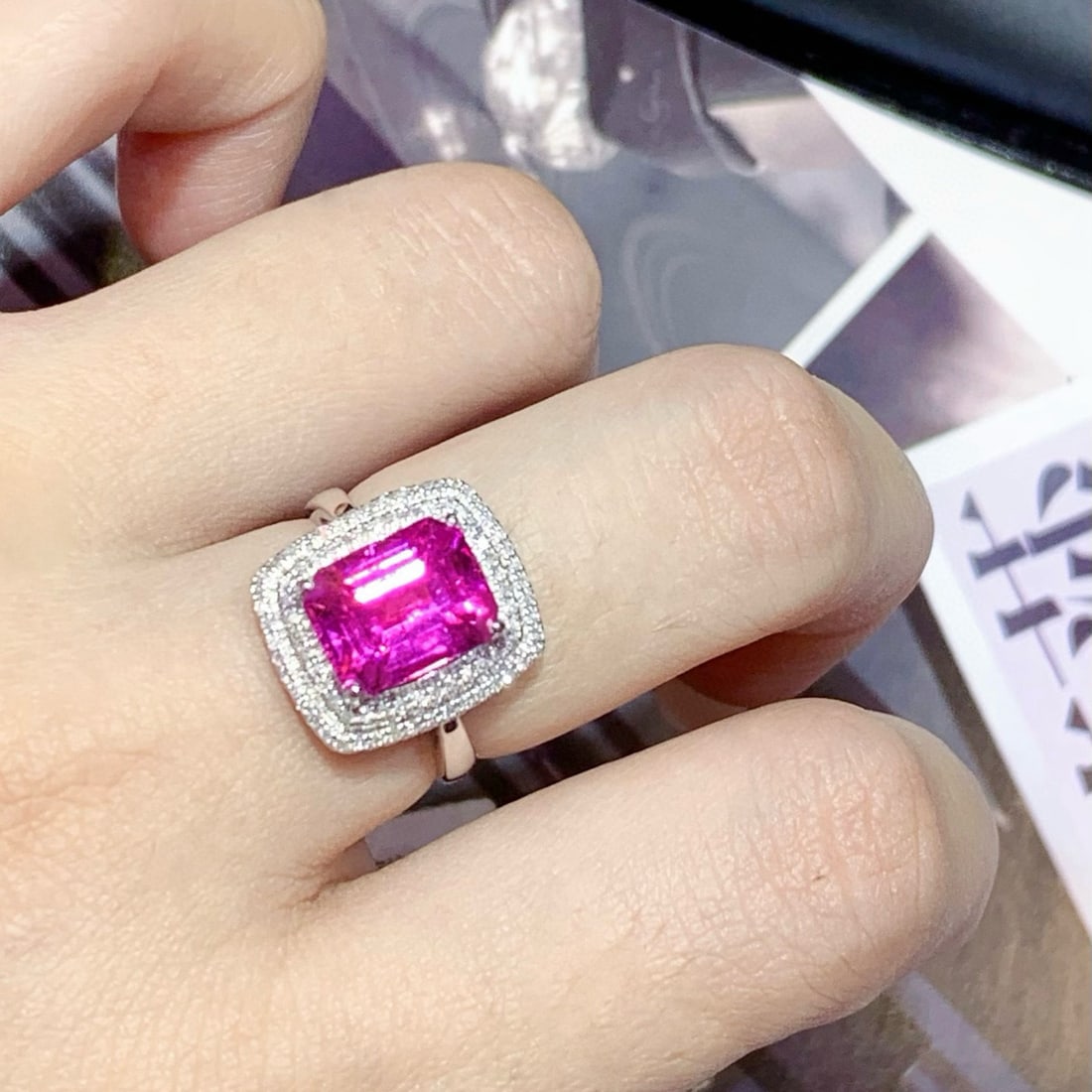 14k Gold 5.12 Ctw Natural Tourmaline & Diamond Ring - 8