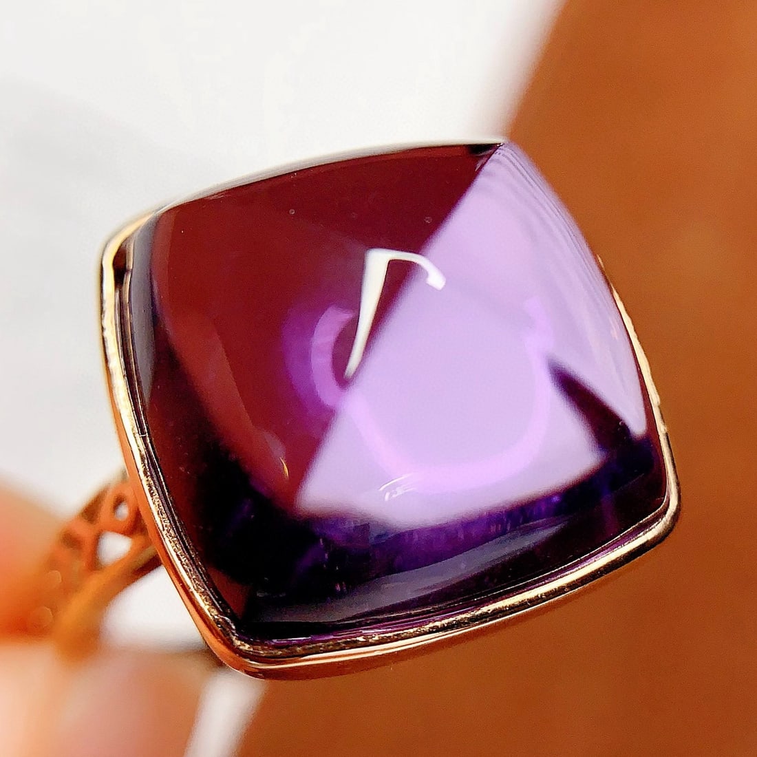 14k Gold 10 Ct Natural Amethyst Ring - 6