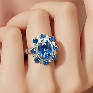 14k Gold 1.23 Ctw Natural Sapphire & Diamond Ring - 3