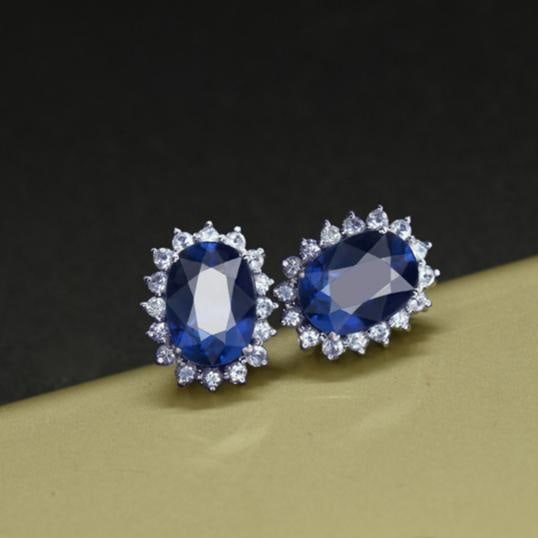 14k Gold 2.92 Ctw Natural Sapphire & Sapphire Earrings - 3