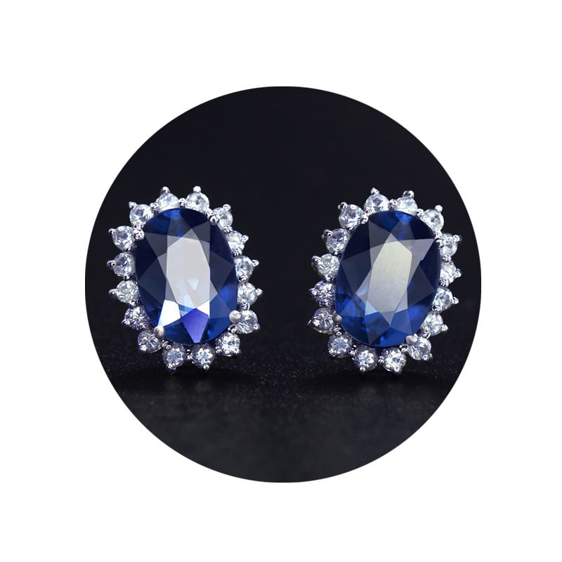 14k Gold 2.92 Ctw Natural Sapphire & Sapphire Earrings - 5