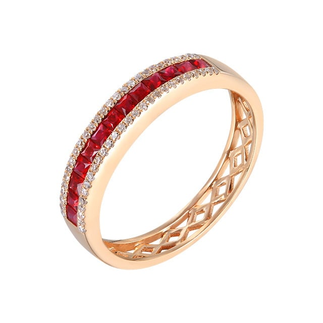 14k Gold 0.84 Ctw Natural Ruby & Diamond Ring - 5