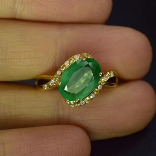 14k Gold 2.59 Ctw Natural Emerald & Diamond Ring - 2