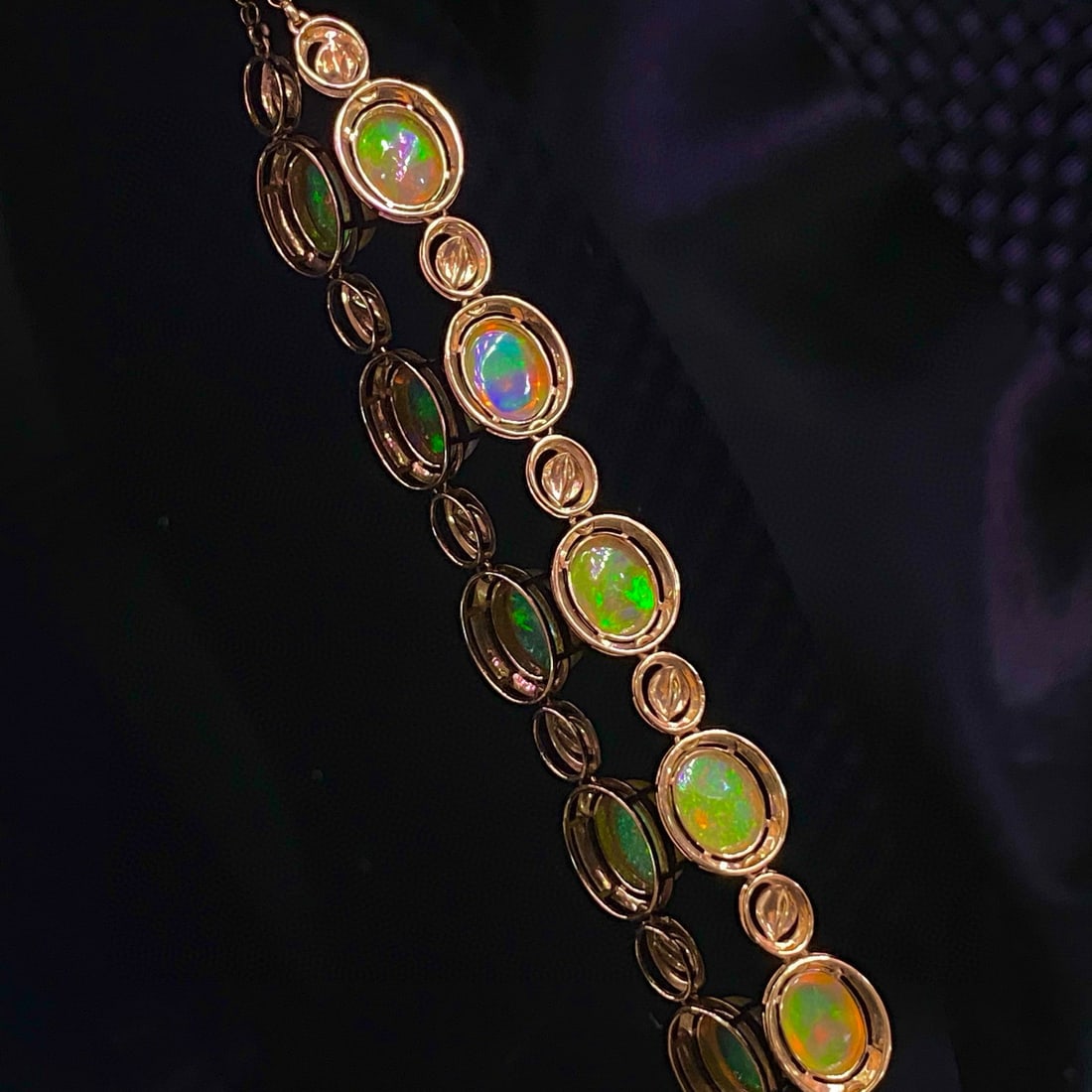 14k Gold 4.05 Ct Natural Opal & Diamond Bracelet - 5