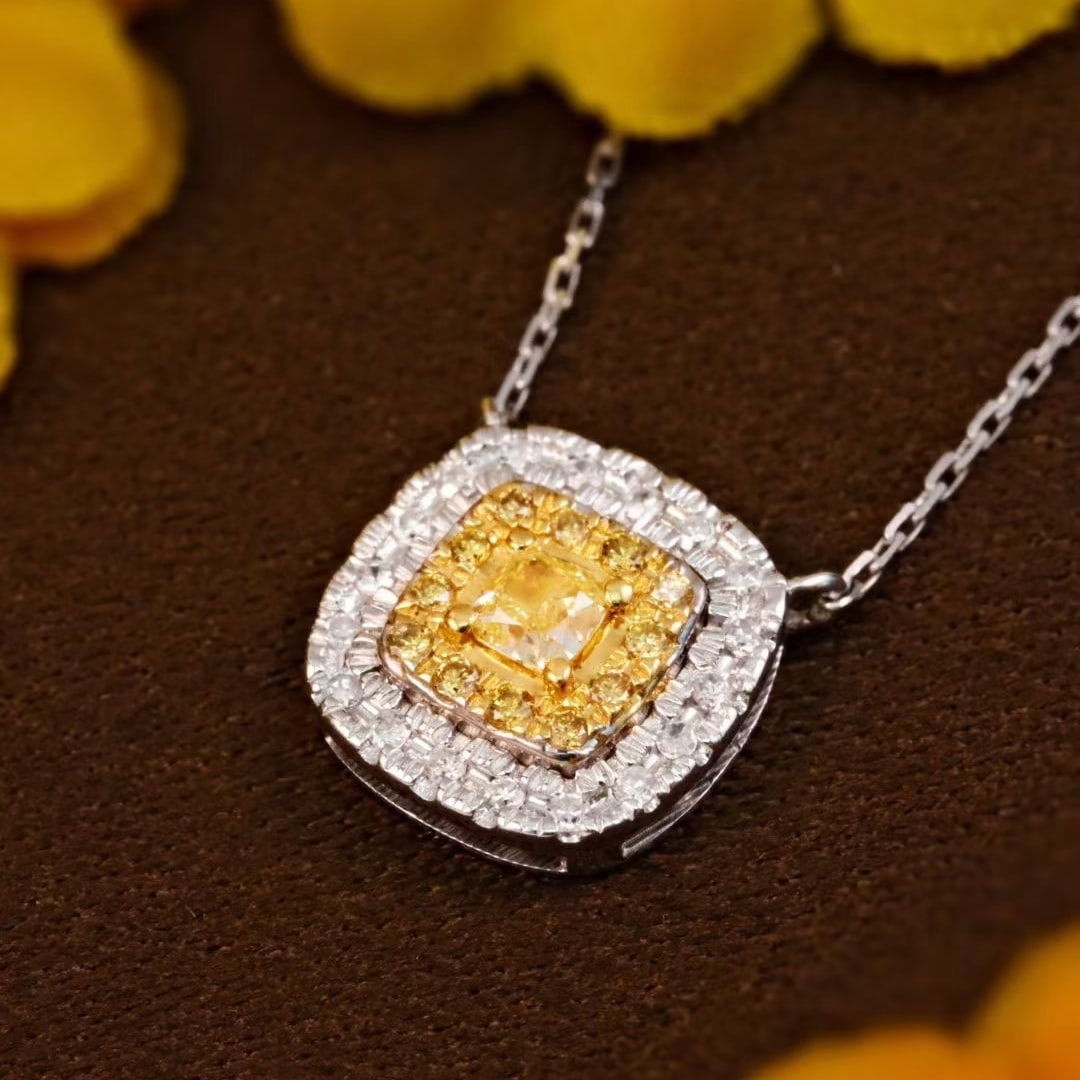 14k Gold 0.4 Ct Natural Color Diamond Necklace - 3