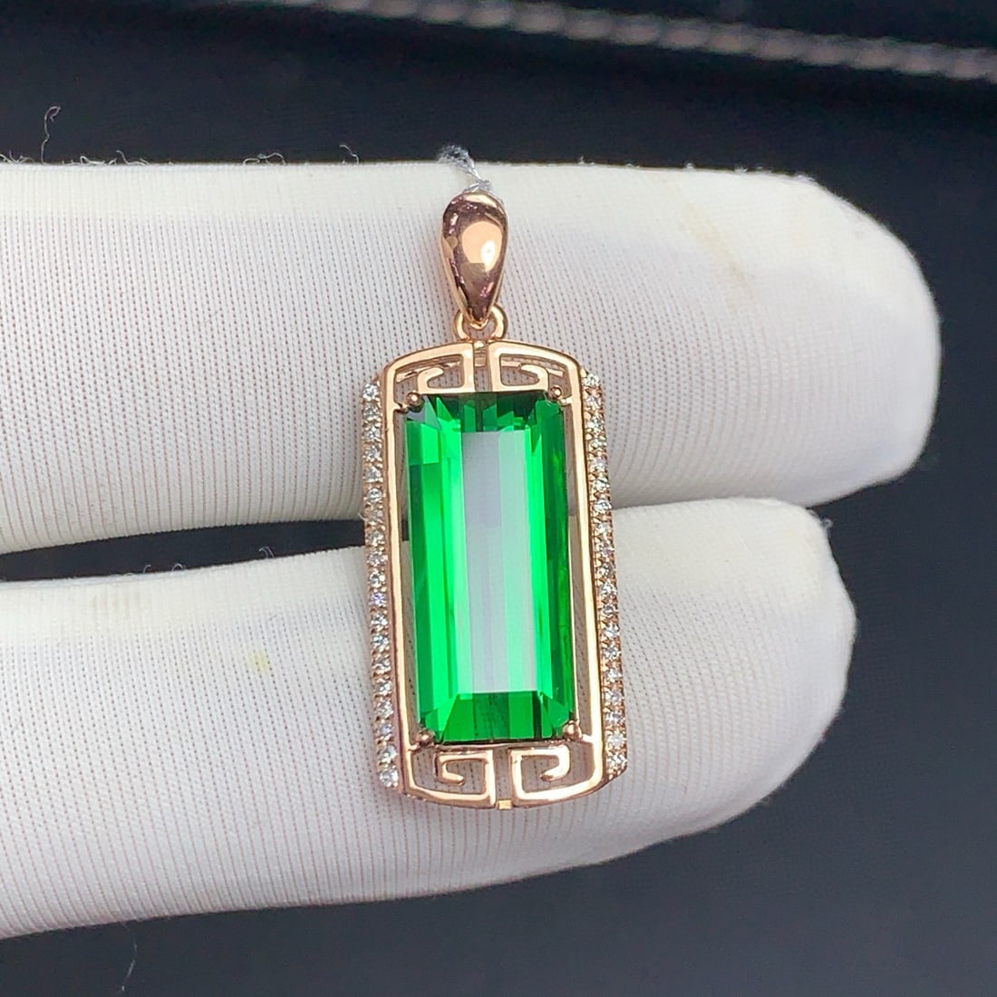 14k Gold 4.3 Ct Natural Tourmaline & Diamond Pendant( Without Chain ) - 4