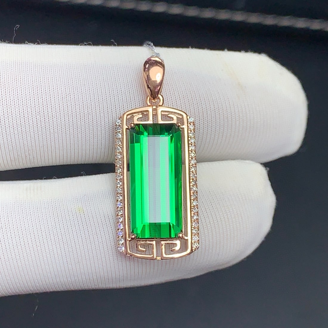 14k Gold 4.3 Ct Natural Tourmaline & Diamond Pendant( Without Chain ) - 5