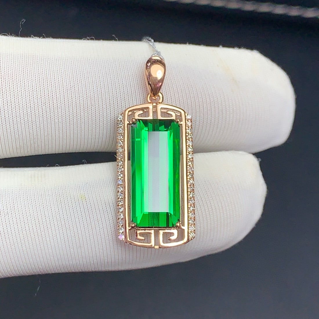 14k Gold 4.3 Ct Natural Tourmaline & Diamond Pendant( Without Chain ) - 8