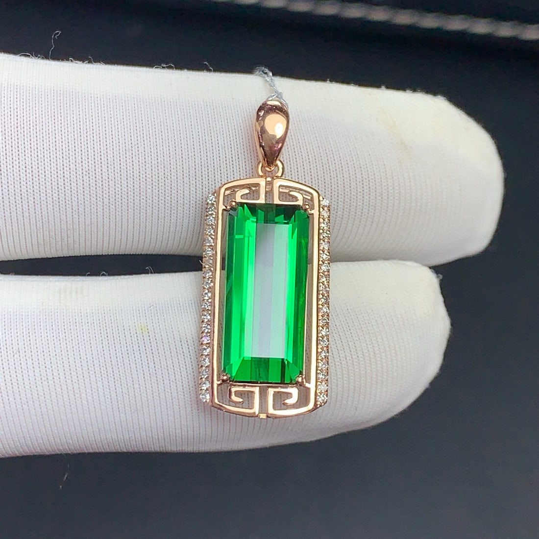 14k Gold 4.3 Ct Natural Tourmaline & Diamond Pendant( Without Chain ) - 9