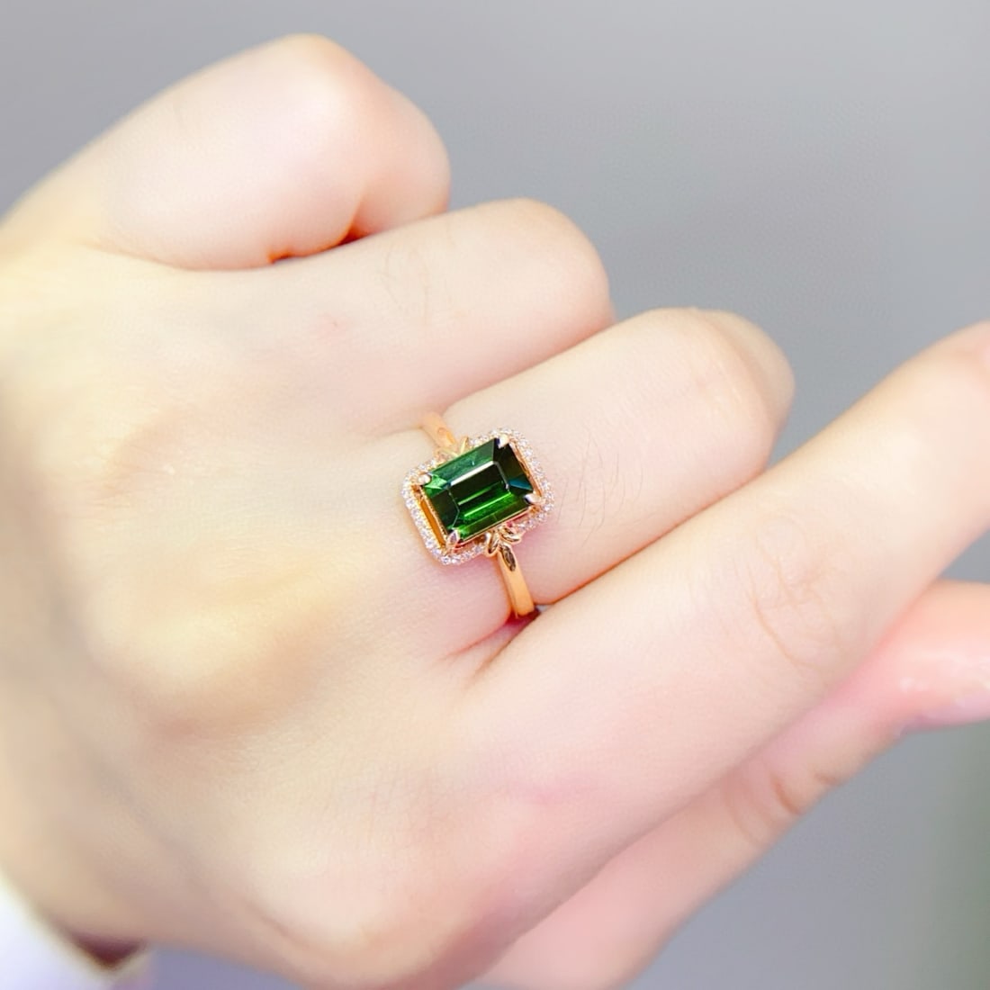 14k Gold 2.2 Ct Natural Tourmaline & Diamond Ring - 2