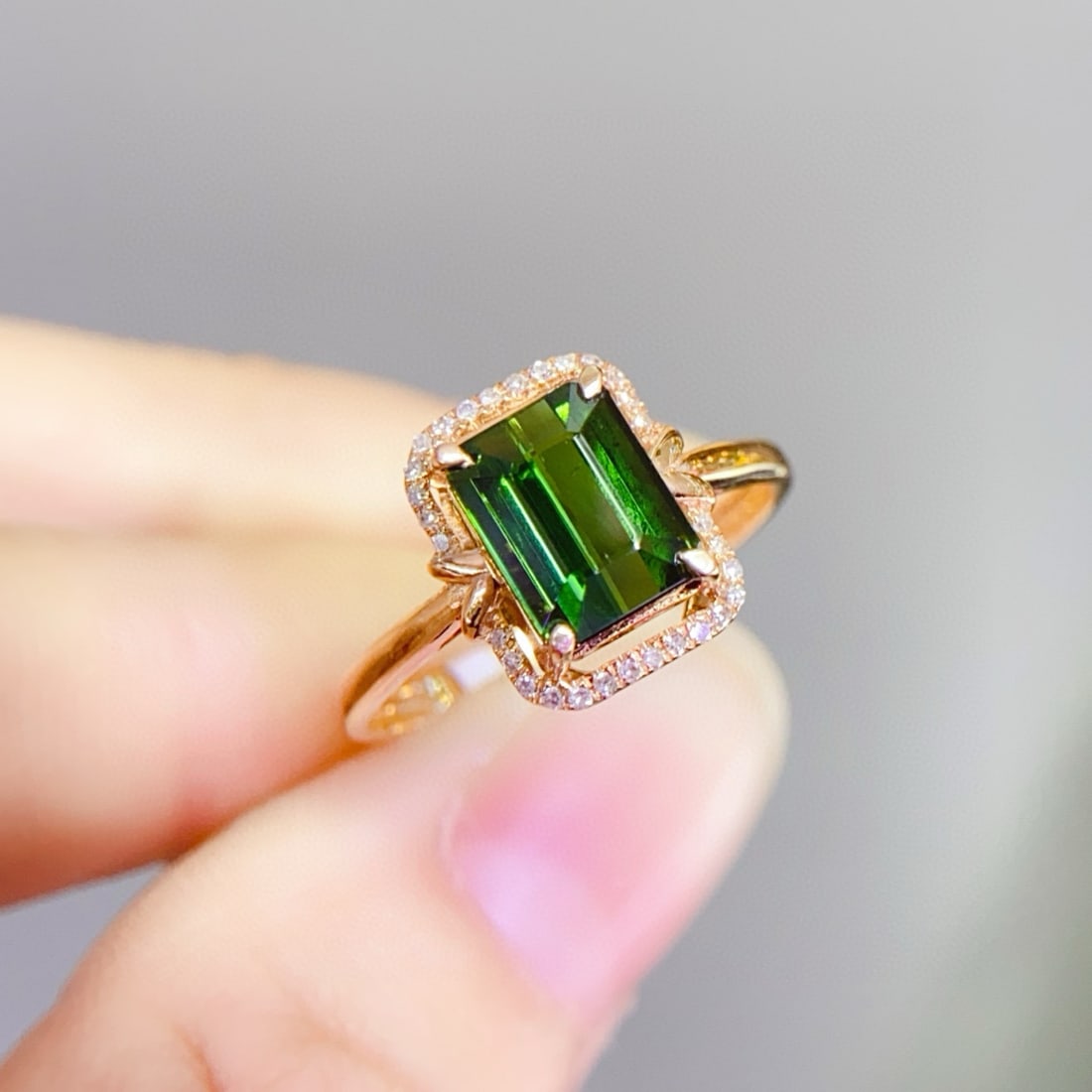 14k Gold 2.2 Ct Natural Tourmaline & Diamond Ring - 5