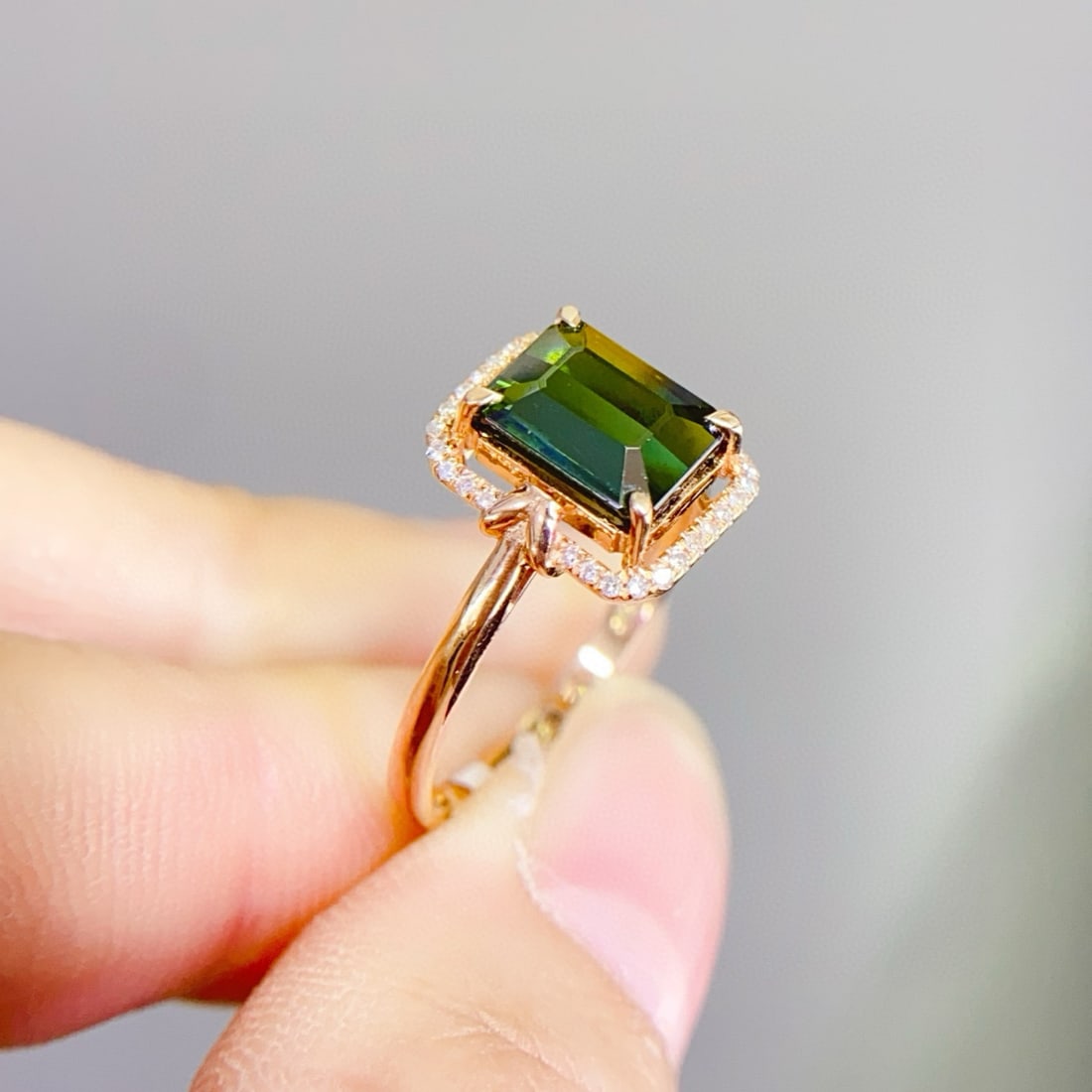 14k Gold 2.2 Ct Natural Tourmaline & Diamond Ring - 6
