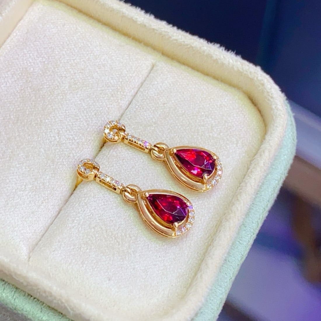 14k Gold 0.94 Ctw Natural Tourmaline & Diamond Earrings - 2