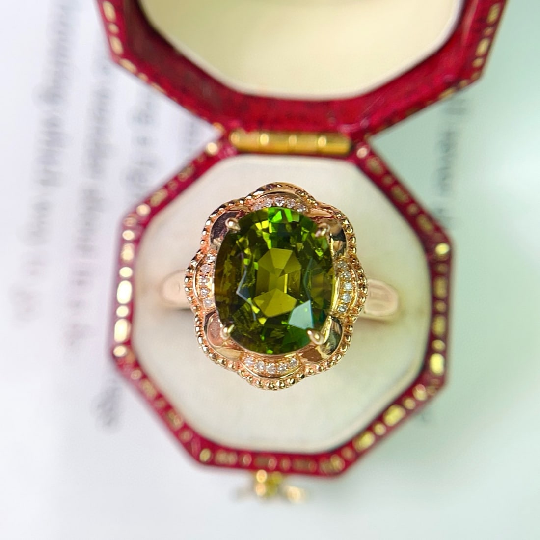14k Gold 3.45 Ct Natural Tourmaline & Diamond Ring - 2