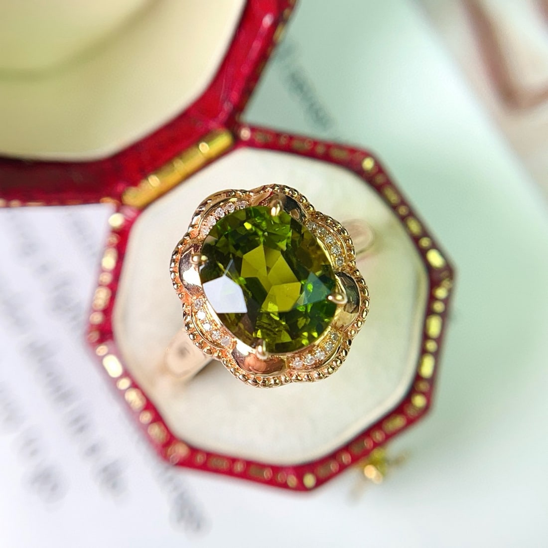 14k Gold 3.45 Ct Natural Tourmaline & Diamond Ring - 4