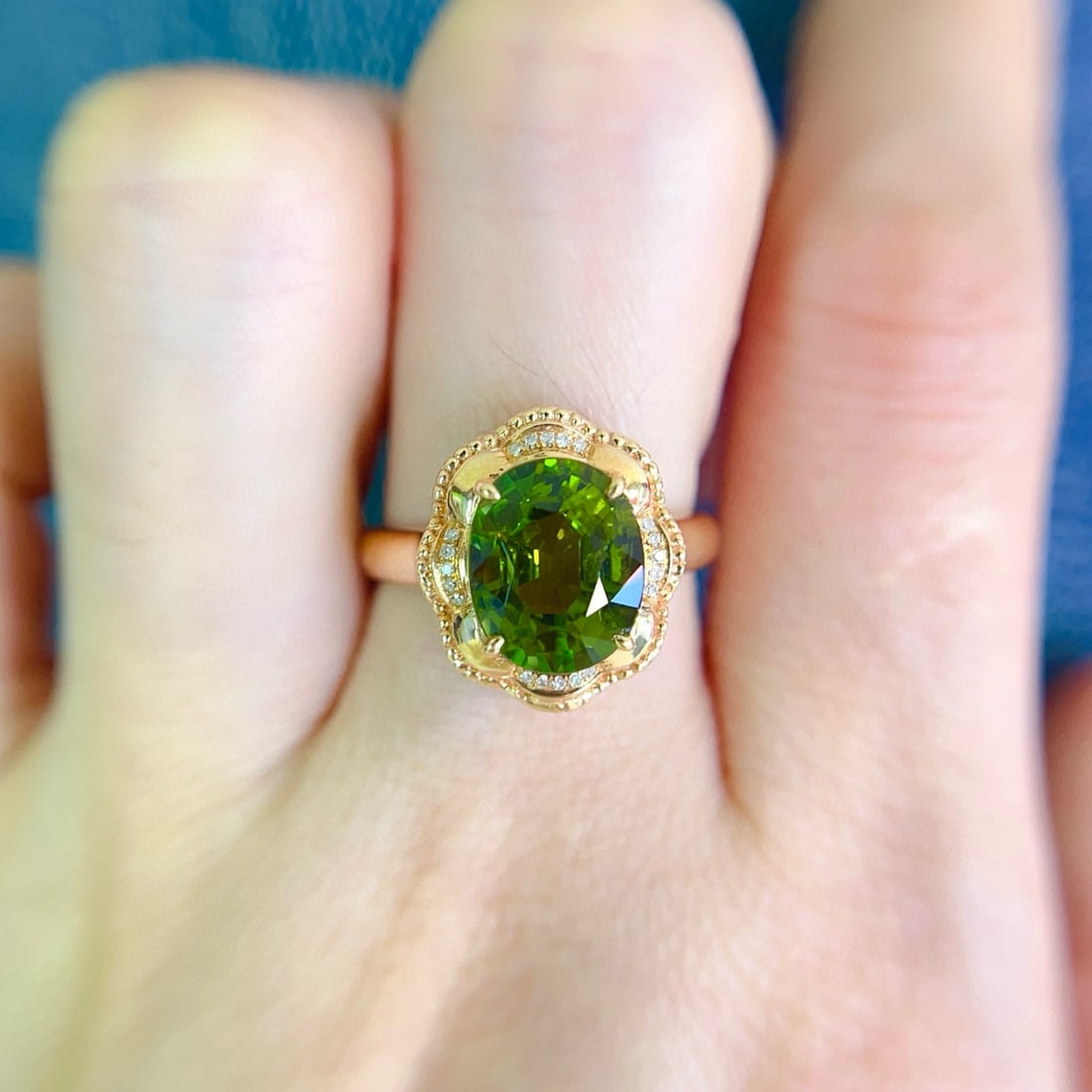 14k Gold 3.45 Ct Natural Tourmaline & Diamond Ring - 6
