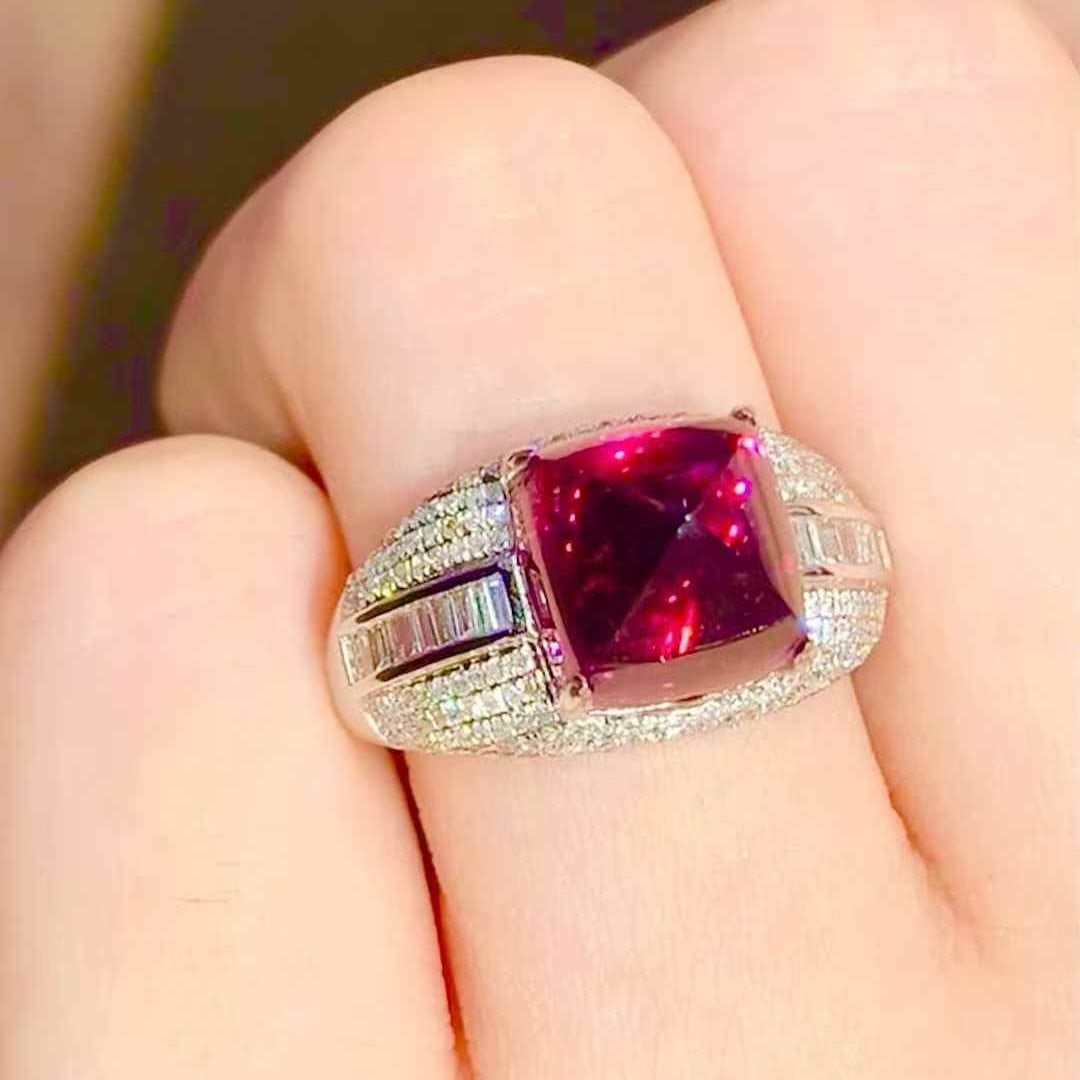 14k Gold 5.6 Ct Natural Tourmaline & Diamond Ring - 4