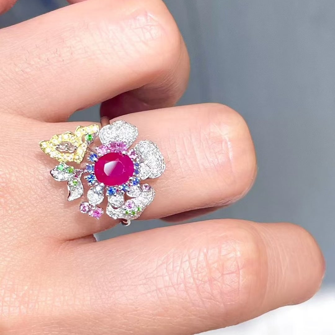 14k Gold 1 Ct Natural Ruby & Diamond Ring - 3