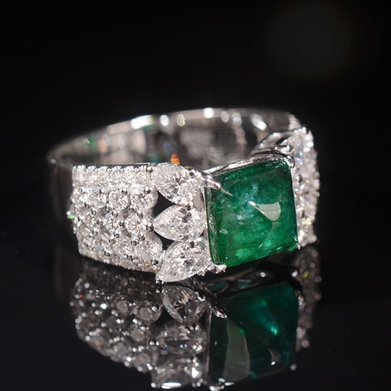 14k Gold 3.16 Ctw Natural Emerald & Diamond Ring - 3