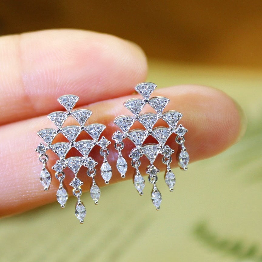 14k Gold 0.60 Ct Natural H Diamond Earrings - 4