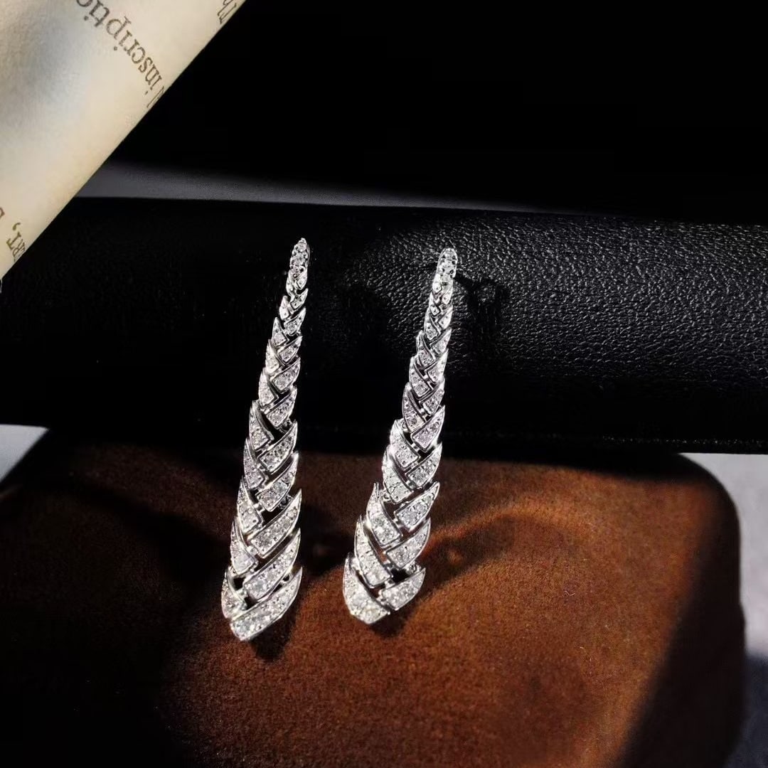 14k Gold 0.68 Ct Natural H Diamond Earrings - 4
