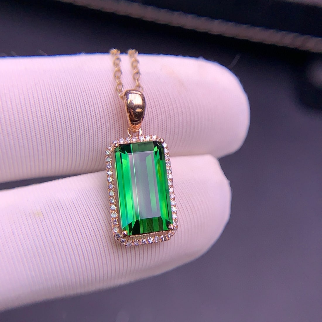 14k Gold 3.3 Ct Natural Tourmaline & Diamond Pendant( Without Chain ) - 8